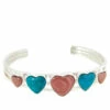 Flash Sale 😍 Mine Finds By Jay King Jay King Sterling Silver Pink Opal And Turquoise Hearts Cuff Bracelet 🎉