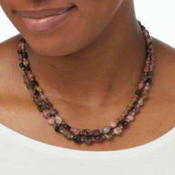 Budget ✔️ Mine Finds By Jay King Jay King Sterling Silver Multicolor Tourmaline 2-Strand Necklace ❤️ -Deals Mine Store unnamed file 103
