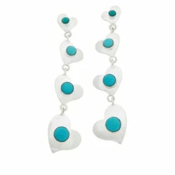 Deals 👍 Mine Finds By Jay King Jay King Sterling Silver Gemstone Multi-Heart Drop Earrings Campitos Turquoise ✨