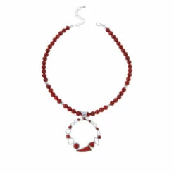 Best deal 🛒 Mine Finds By Jay King Jay King Sterling Silver Compressed Red Coral Pendant With Necklace 🔥