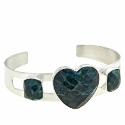 Top 10 😉 Mine Finds By Jay King Jay King Sterling Silver Teal Apatite Heart Cuff Bracelet 🔥
