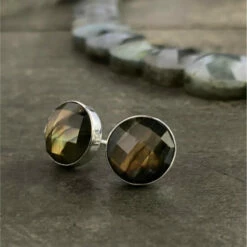 Budget ✔️ Mine Finds By Jay King Jay King Sterling Silver Labradorite Stud Earrings ✨ -Deals Mine Store unnamed file 1095