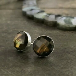 Budget ✔️ Mine Finds By Jay King Jay King Sterling Silver Labradorite Stud Earrings ✨ -Deals Mine Store unnamed file 1096