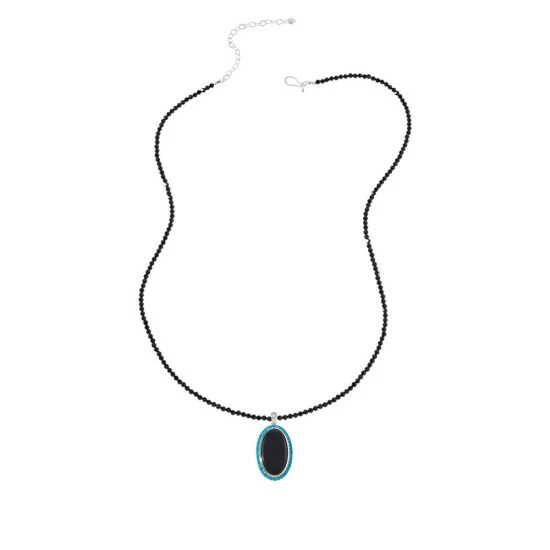 Coupon ⌛ Mine Finds By Jay King Jay King Black Quartzite & Turquoise Pendant With Spinel Bead Necklace ❤️ 1 Coupon ⌛ Mine Finds By Jay King Jay King Black Quartzite & Turquoise Pendant With Spinel Bead Necklace ❤️