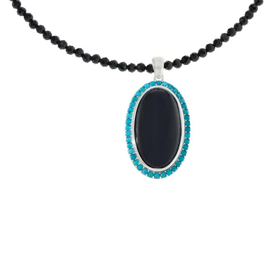 Coupon ⌛ Mine Finds By Jay King Jay King Black Quartzite & Turquoise Pendant With Spinel Bead Necklace ❤️ 3 Coupon ⌛ Mine Finds By Jay King Jay King Black Quartzite & Turquoise Pendant With Spinel Bead Necklace ❤️ - Image 3
