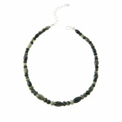 Hot Sale ๐ Mine Finds By Jay King Jay King Sterling Silver Green Dragon Mountain Stone Bead Necklace ๐
