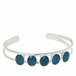 Cheapest 🌟 Mine Finds By Jay King Jay King Sterling Silver Aquamarine 5-Stone Cuff Bracelet ✔️