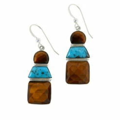 Hot Sale 😉 Mine Finds By Jay King Jay King Tiger's Eye And Andean Turquoise Drop Earrings 🔔
