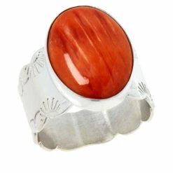 Best Pirce ✨ Mine Finds By Jay King Jay King Sterling Silver Spiny Oyster Shell Oval Stone Ring ✨