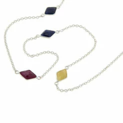 Coupon 🔔 Mine Finds By Jay King Jay King Sterling Silver Multicolor Sapphire Station Chain Necklace 😉 -Deals Mine Store unnamed file 1192