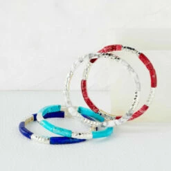 Best deal ⭐ Mine Finds By Jay King Jay King Sterling Silver Gemstone Stretch Bangle Bracelet Thulite 🧨 -Deals Mine Store unnamed file 1257