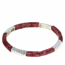 Best deal ⭐ Mine Finds By Jay King Jay King Sterling Silver Gemstone Stretch Bangle Bracelet Thulite 🧨 -Deals Mine Store unnamed file 1259