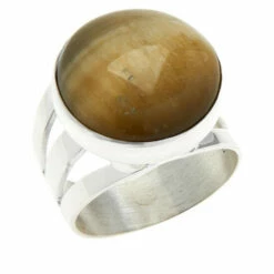 Coupon 🌟 Mine Finds By Jay King Jay King Sterling Silver Golden Cat's Eye Quartz Round Ring ✔️