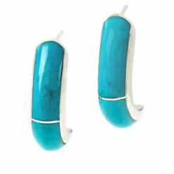 Budget ❤️ Mine Finds By Jay King Jay King Sterling Silver Gemstone J-Hoop Earrings Thulite 🎁