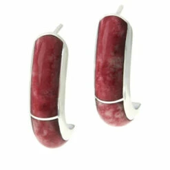 Budget ❤️ Mine Finds By Jay King Jay King Sterling Silver Gemstone J-Hoop Earrings Thulite 🎁 -Deals Mine Store unnamed file 1321