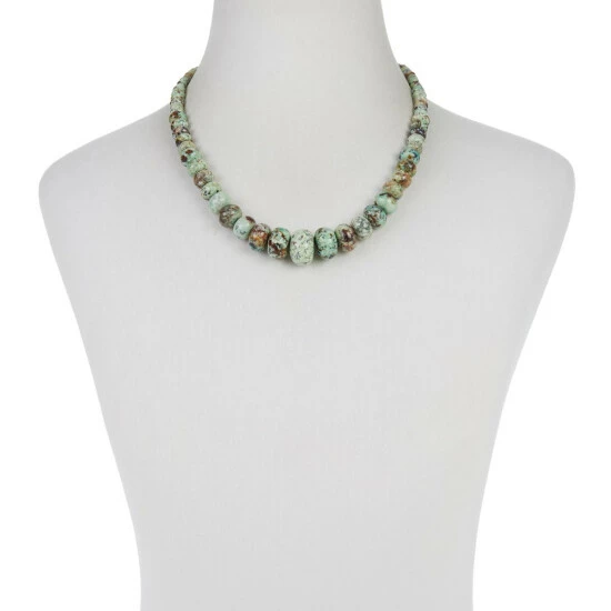 Brand new 🔔 Mine Finds By Jay King Jay King Sterling Silver Pistachio Chrysocolla Graduated Bead Necklace ✔️ 2 Brand new 🔔 Mine Finds By Jay King Jay King Sterling Silver Pistachio Chrysocolla Graduated Bead Necklace ✔️ - Image 2