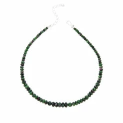 Buy 🛒 Mine Finds By Jay King Jay King Sterling Silver Ruby Zoisite Graduated Bead Necklace 🧨