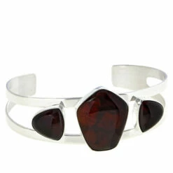 Hot Sale ✔️ Mine Finds By Jay King Jay King Sterling Silver Compressed Amber 3-Stone Cuff Bracelet 🎁