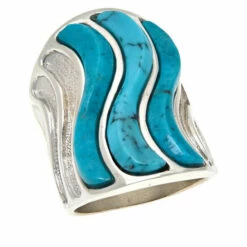 New 😉 Mine Finds By Jay King Jay King Sterling Silver Campitos Turquoise Inlay Swirled Ring 👏