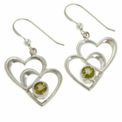 New 💯 Mine Finds By Jay King Jay King Sterling Silver Peridot Double Hearts Drop Earrings ⭐