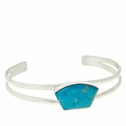 Hot Sale ⭐ Mine Finds By Jay King Jay King Sterling Silver Maidenhair Turquoise Cuff Bracelet 🛒