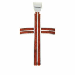 Buy 🎁 Mine Finds By Jay King Jay King Sterling Silver Orange Coral Cross Pendant 🤩