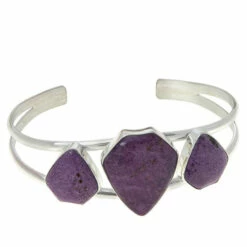 Top 10 🎉 Mine Finds By Jay King Jay King Sterling Silver Purple Stichtite 3-Stone Cuff Bracelet 👍