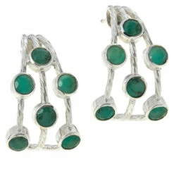 Cheapest 🤩 Mine Finds By Jay King Jay King Sterling Silver Emerald Multi-Stone J-Hoop Earrings 👏