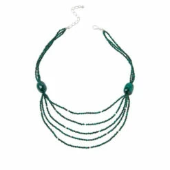 Budget ❤️ Mine Finds By Jay King Jay King Sterling Silver Multi-Strand Malachite Bead Necklace 🔔
