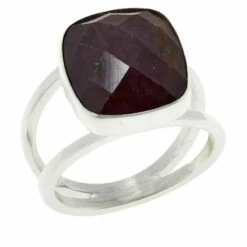 Hot Sale ⌛ Mine Finds By Jay King Jay King Sterling Silver Raspberry Sapphire Cushion-Cut Ring 🎉