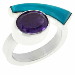 Flash Sale 👏 Mine Finds By Jay King Jay King Sterling Silver Sonoran Turquoise And Amethyst Ring ⌛