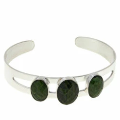 Coupon 😉 Mine Finds By Jay King Jay King Sterling Silver Chrome Diopside 3-Stone Cuff Bracelet 😀