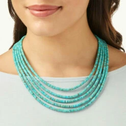 Best Sale 🛒 Mine Finds By Jay King Jay King Sterling Silver Turquoise Heishi Bead 5-Strand Necklace ✔️ -Deals Mine Store unnamed file 1718