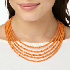 Outlet 😉 Mine Finds By Jay King Jay King Sterling Silver Orange Coral Bead 5-Strand Necklace 🧨 -Deals Mine Store unnamed file 1723