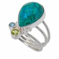 Coupon 👏 Mine Finds By Jay King Jay King Gallery Collection Chrysocolla, Peridot And Blue Topaz Ring 🔔