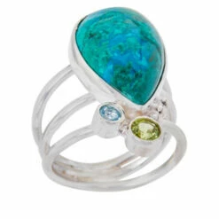 Coupon 👏 Mine Finds By Jay King Jay King Gallery Collection Chrysocolla, Peridot And Blue Topaz Ring 🔔 -Deals Mine Store unnamed file 1735