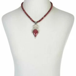 Deals ❤️ Mine Finds By Jay King Jay King Sterling Silver Red Thulite Pendant With Bead Necklace ❤️ -Deals Mine Store unnamed file 1759