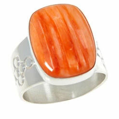 Hot Sale 🧨 Mine Finds By Jay King Jay King Sterling Silver Spiny Oyster Shell Cushion-Cut Ring ⭐