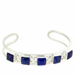 Brand new 🔥 Mine Finds By Jay King Jay King Sterling Silver Lapis 5-Stone Cuff Bracelet ⭐
