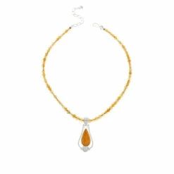 Best Sale 🧨 Mine Finds By Jay King Jay King Sterling Silver Citrine Pendant With Bead Necklace 👍