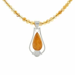 Best Sale 🧨 Mine Finds By Jay King Jay King Sterling Silver Citrine Pendant With Bead Necklace 👍 -Deals Mine Store unnamed file 184