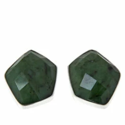 Best Sale ❤️ Mine Finds By Jay King Jay King Sterling Silver Dark Green Nephrite Jade Stud Earrings 🛒