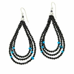 Coupon 🎉 Mine Finds By Jay King Jay King Black Spinel And Turquoise Bead 3-Loop Earrings ✔️
