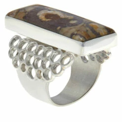 Deals ✨ Mine Finds By Jay King Jay King Sterling Silver Shitake Stone Rectangular Ring ⌛ -Deals Mine Store unnamed file 2023
