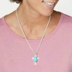 Flash Sale 🥰 Mine Finds By Jay King Jay King Sonoran Blue Turquoise Cross Pendant With Chain 🛒 -Deals Mine Store unnamed file 258