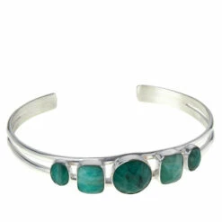 Wholesale 😀 Mine Finds By Jay King Jay King Sterling Silver Emerald 5-Stone Cuff Bracelet ❤️