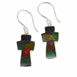 Hot Sale 🧨 Mine Finds By Jay King Jay King Sterling Silver Multi-Color Ammolite Cross Earrings 👍