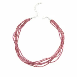 Best deal ๐ Mine Finds By Jay King Jay King Sterling Silver Pink Tourmaline Bead 6-Strand Necklace ๐