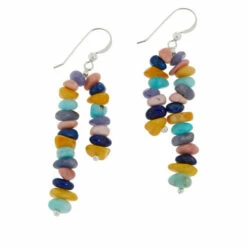 New 🔔 Mine Finds By Jay King Jay King Sterling Silver Multi-Gemstone 2-Strand Drop Earrings 👏