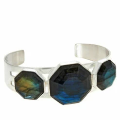 Brand new 😀 Mine Finds By Jay King Jay King Sterling Silver Labradorite 3-Stone Cuff Bracelet ❤️